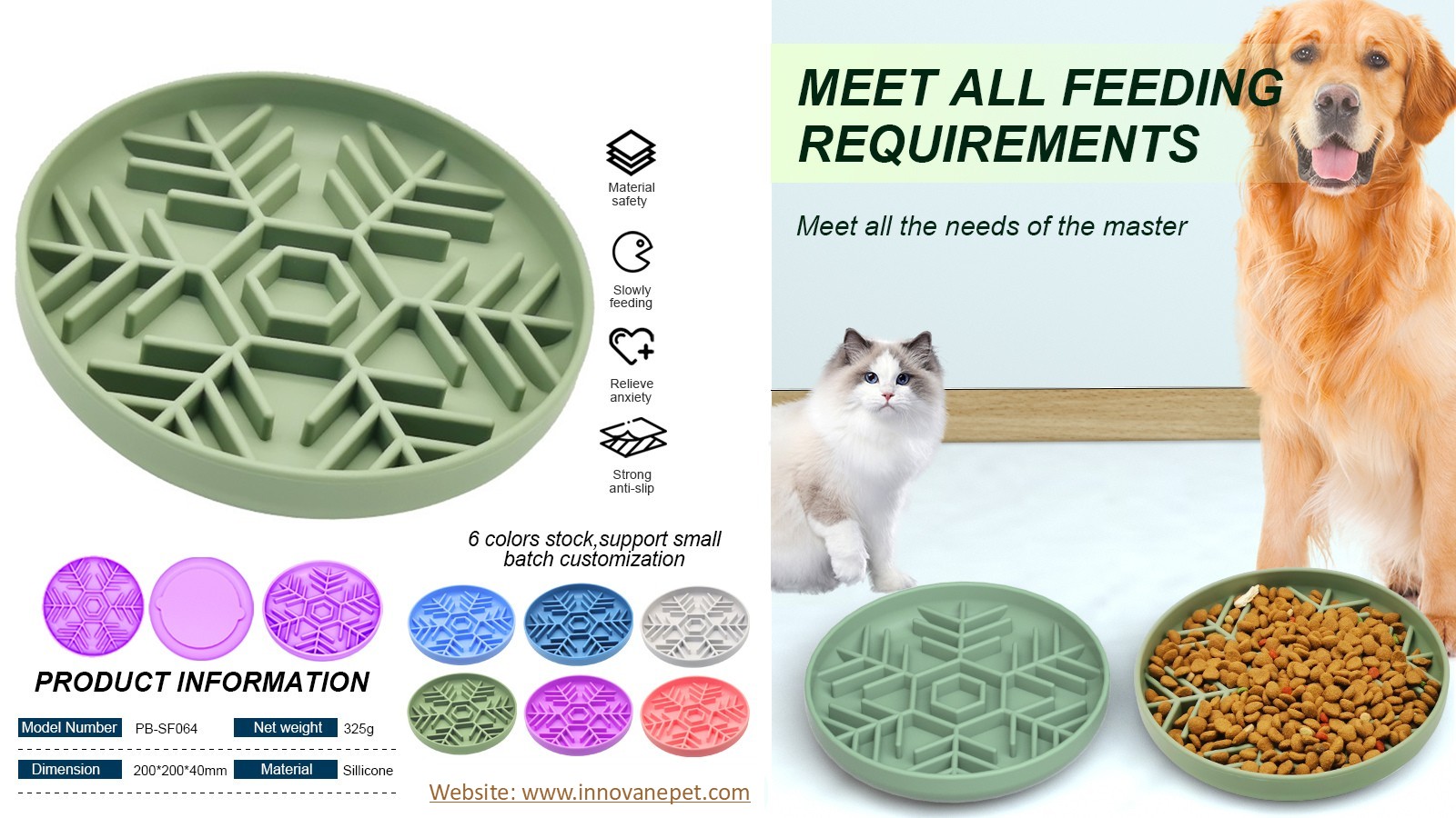 InnoVane-Silicone Dog Slow Feeder Bowl-Snow