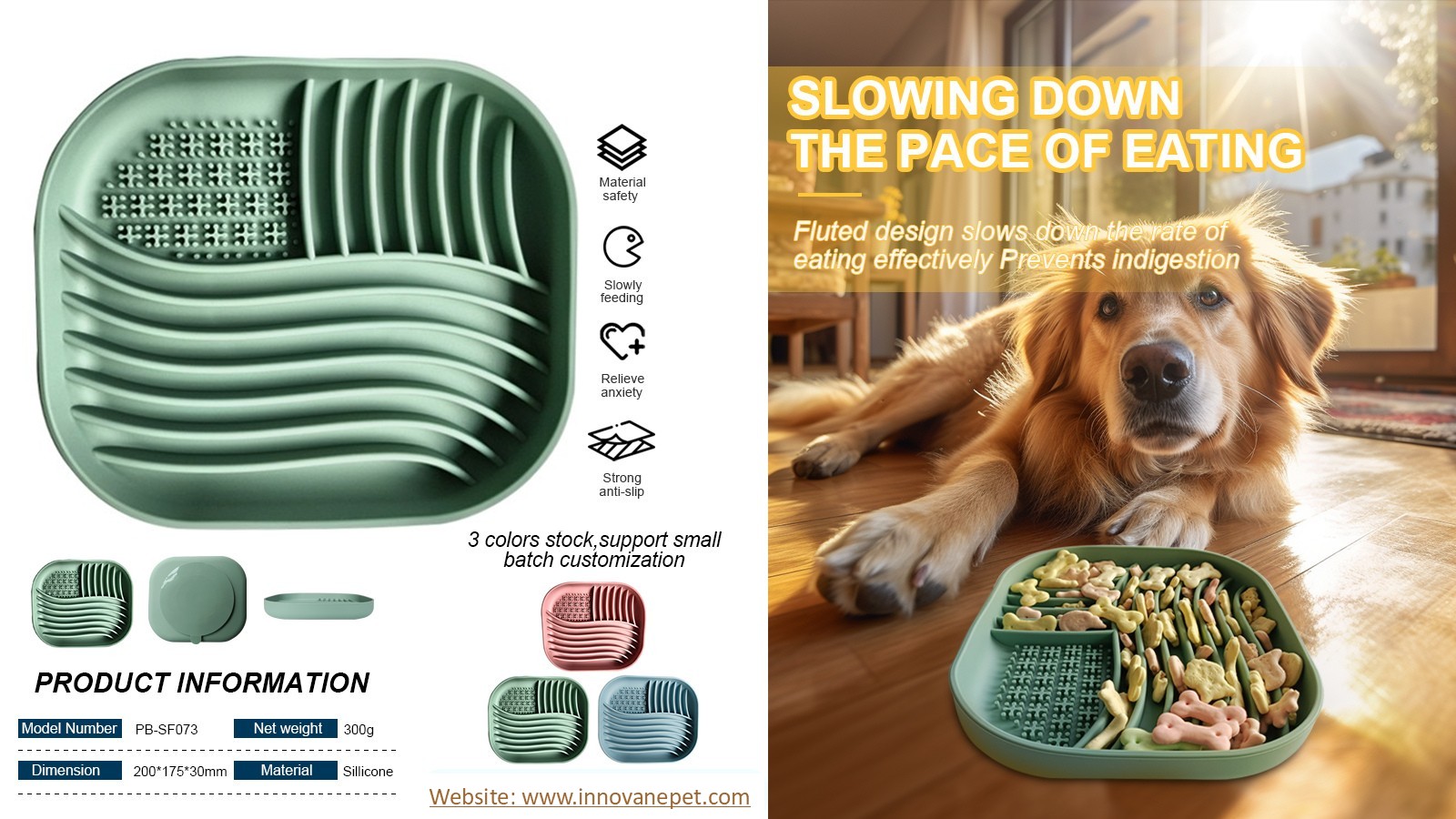 Pet Slow Feeder Bowl Square Snow