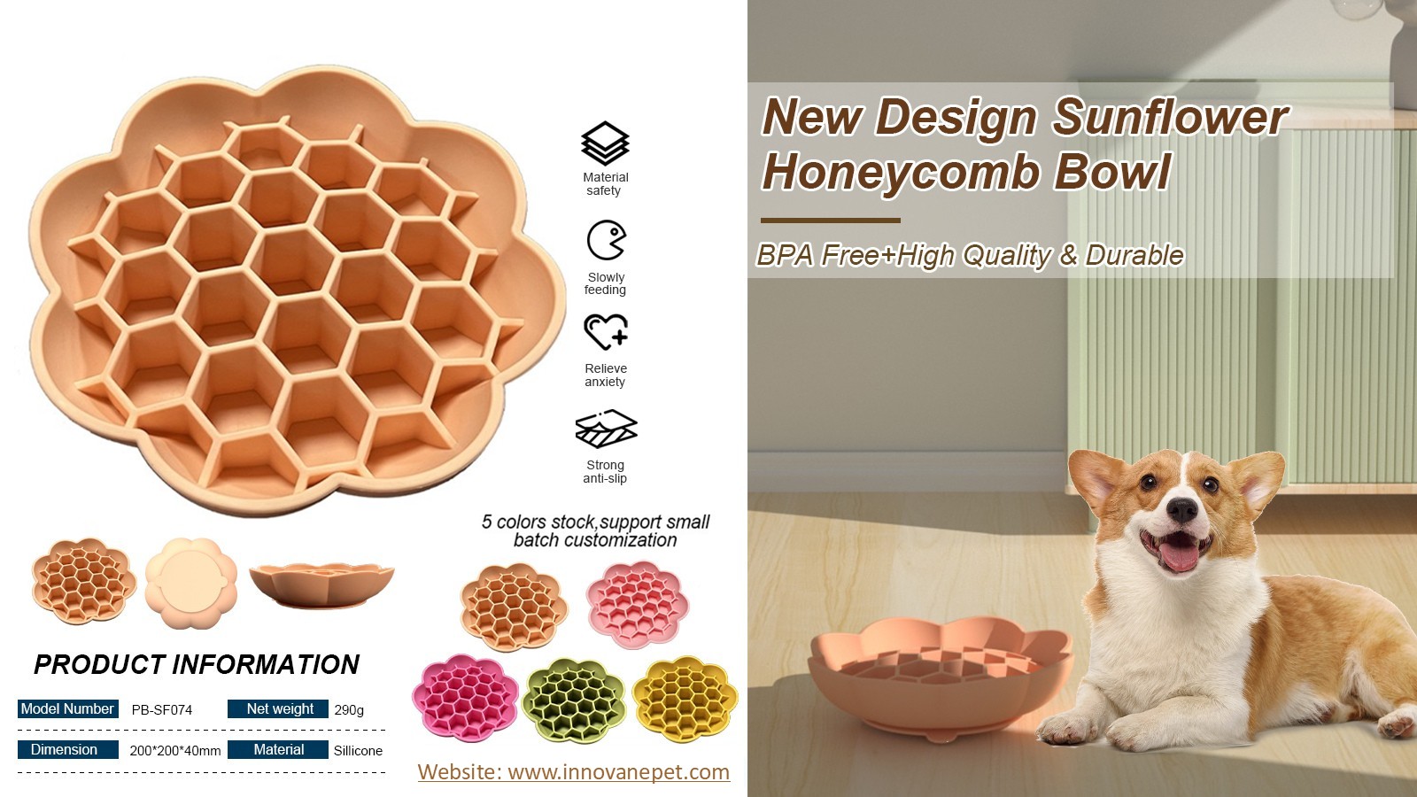 Pet Slow Feeder Bowl Sunflower
